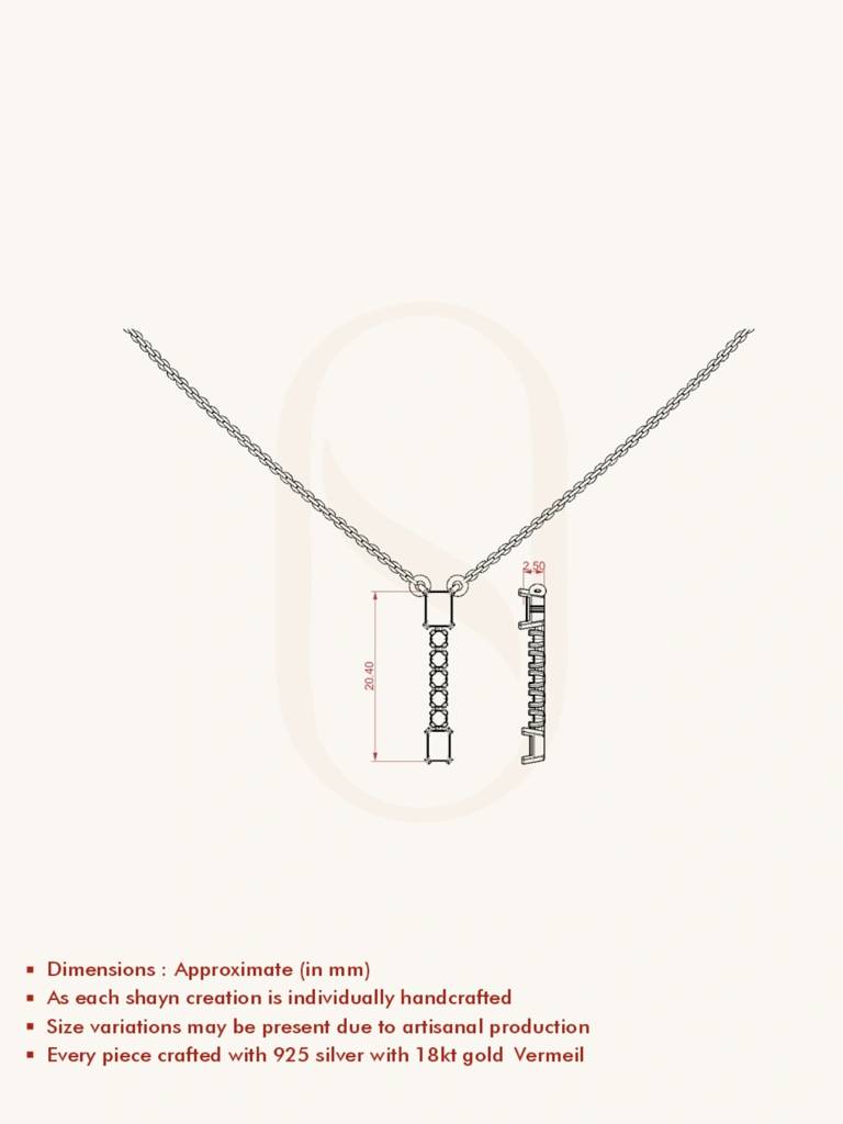 Vertical Gem Drop Necklace 925 Sterling Silver 18Kt Gold Vermeil Jewellery For Women : QG139005_Y