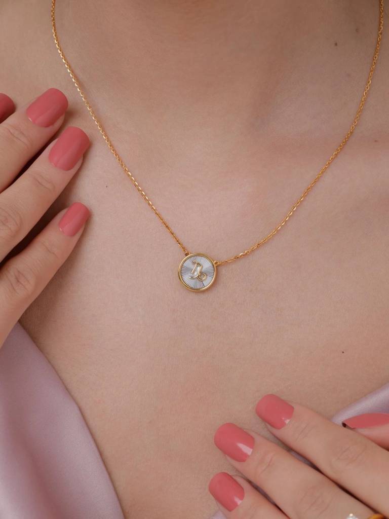 Capricorn Charm Necklace 925 Sterling Silver 18Kt Gold Vermeil Jewellery For Women : QG144007_Y