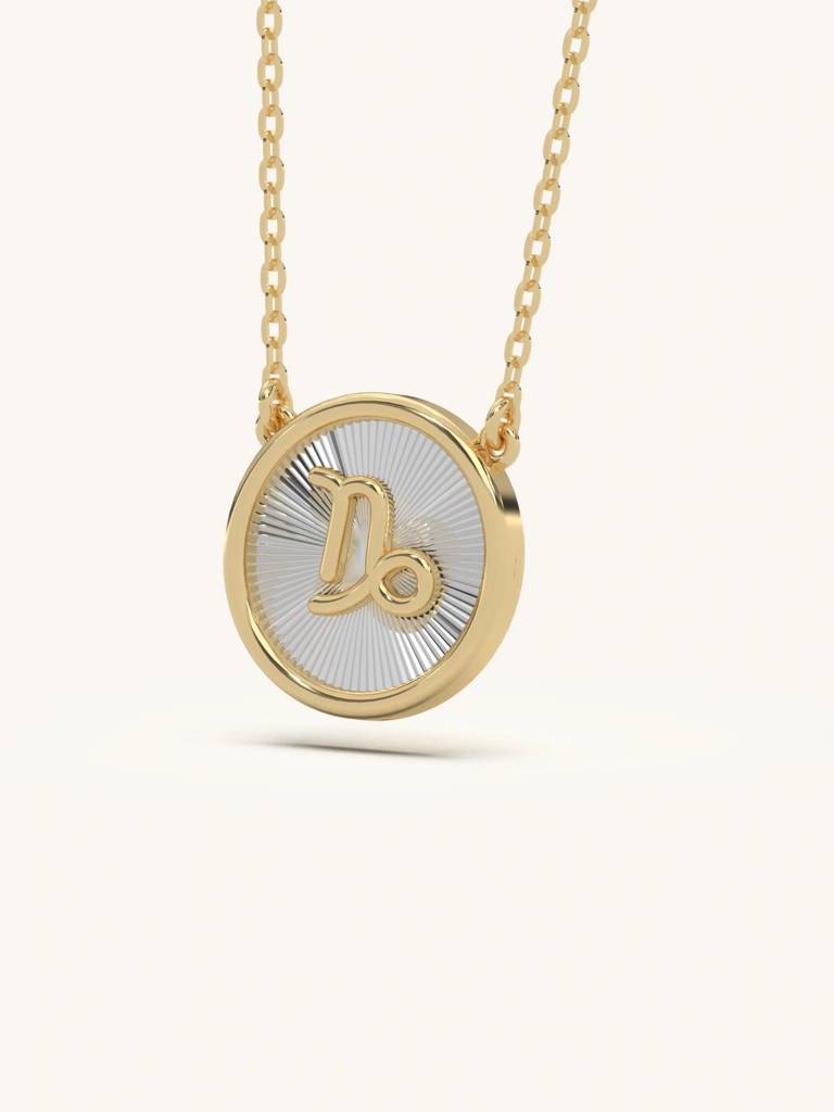 Capricorn Charm Necklace 925 Sterling Silver 18Kt Gold Vermeil Jewellery For Women : QG144007_Y