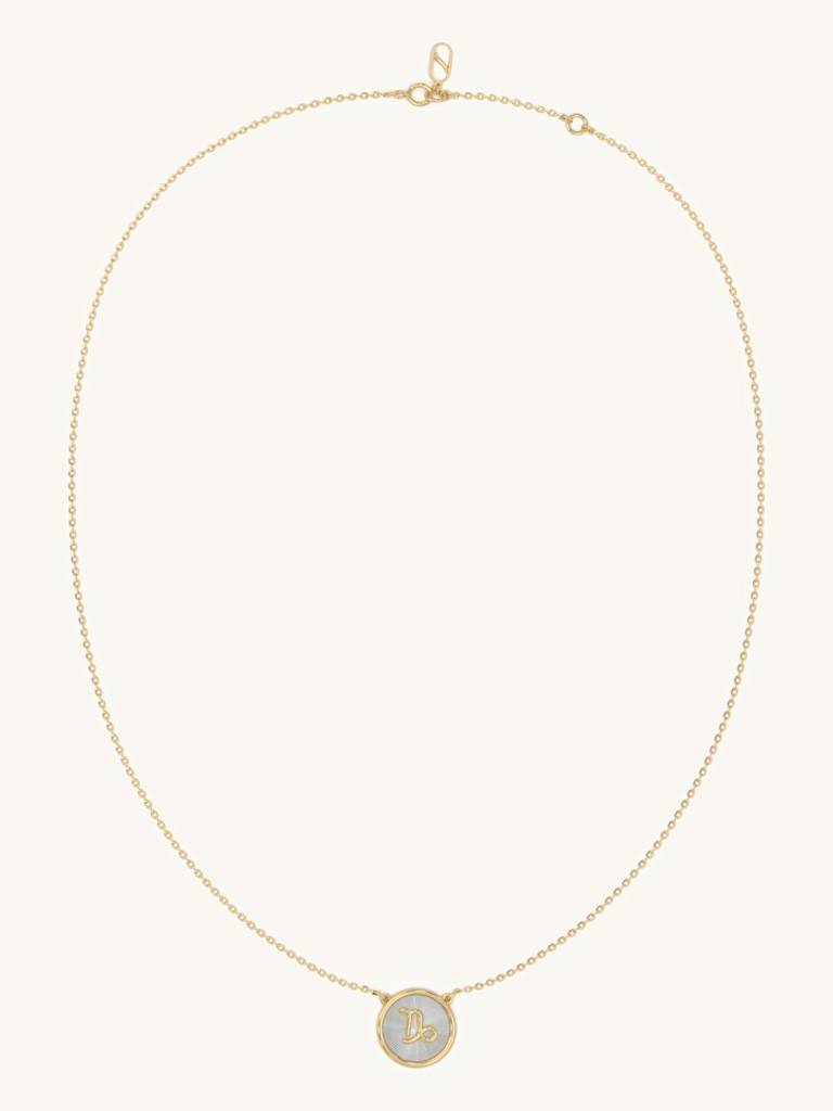 Capricorn Charm Necklace 925 Sterling Silver 18Kt Gold Vermeil Jewellery For Women : QG144007_Y