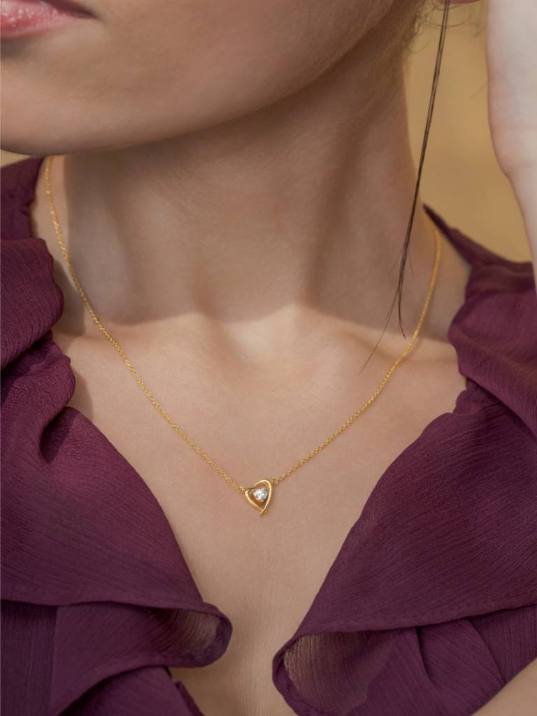 Twin Tone Necklace 925 Sterling Silver 18Kt Gold Vermeil Jewellery For Women : QG149001_Y