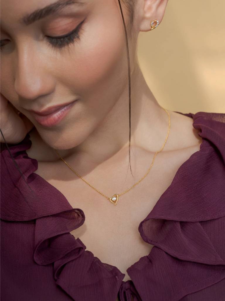 Twin Tone Necklace 925 Sterling Silver 18Kt Gold Vermeil Jewellery For Women : QG149001_Y