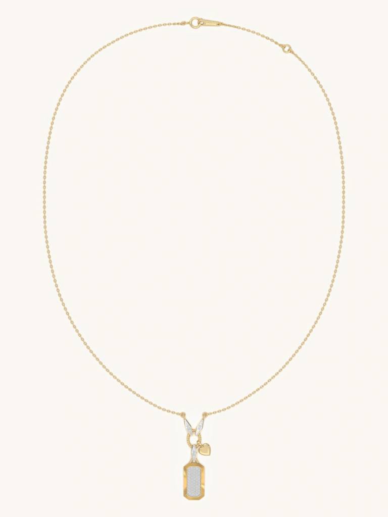 Vintage Texture Tag Pendant 925 Sterling Silver 18Kt Gold Vermeil Jewellery For Women : QG156001_Y