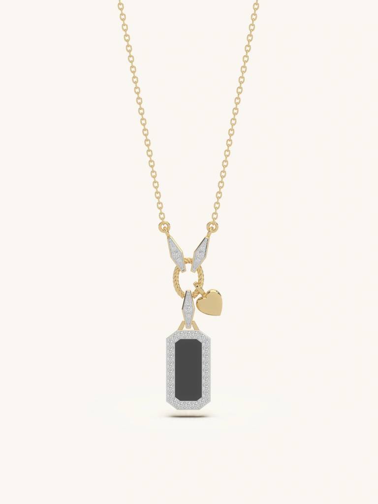 Onyx Tag Pendant 925 Sterling Silver 18Kt Gold Vermeil Jewellery For Women : QG156005_Y
