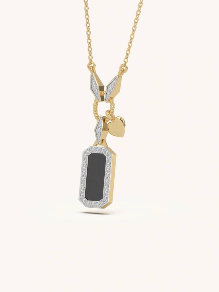 Onyx Tag Pendant 925 Sterling Silver 18Kt Gold Vermeil Jewellery For Women : QG156005_Y