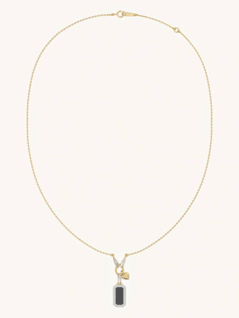 Onyx Tag Pendant 925 Sterling Silver 18Kt Gold Vermeil Jewellery For Women : QG156005_Y