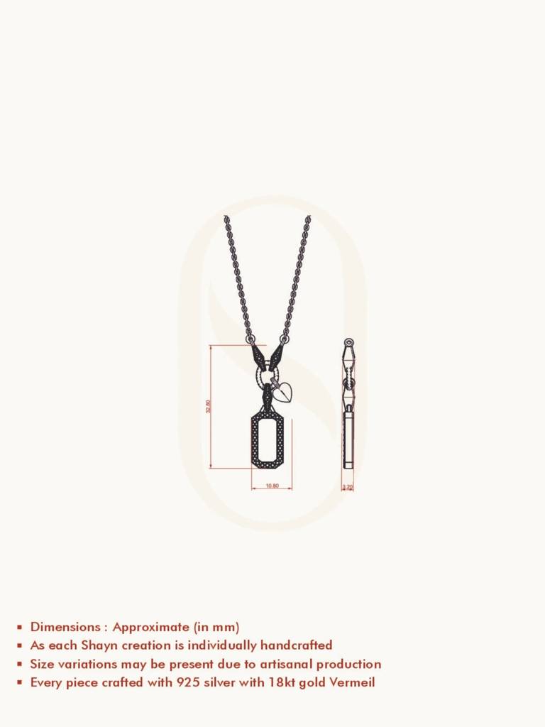 Onyx Tag Pendant 925 Sterling Silver 18Kt Gold Vermeil Jewellery For Women : QG156005_Y