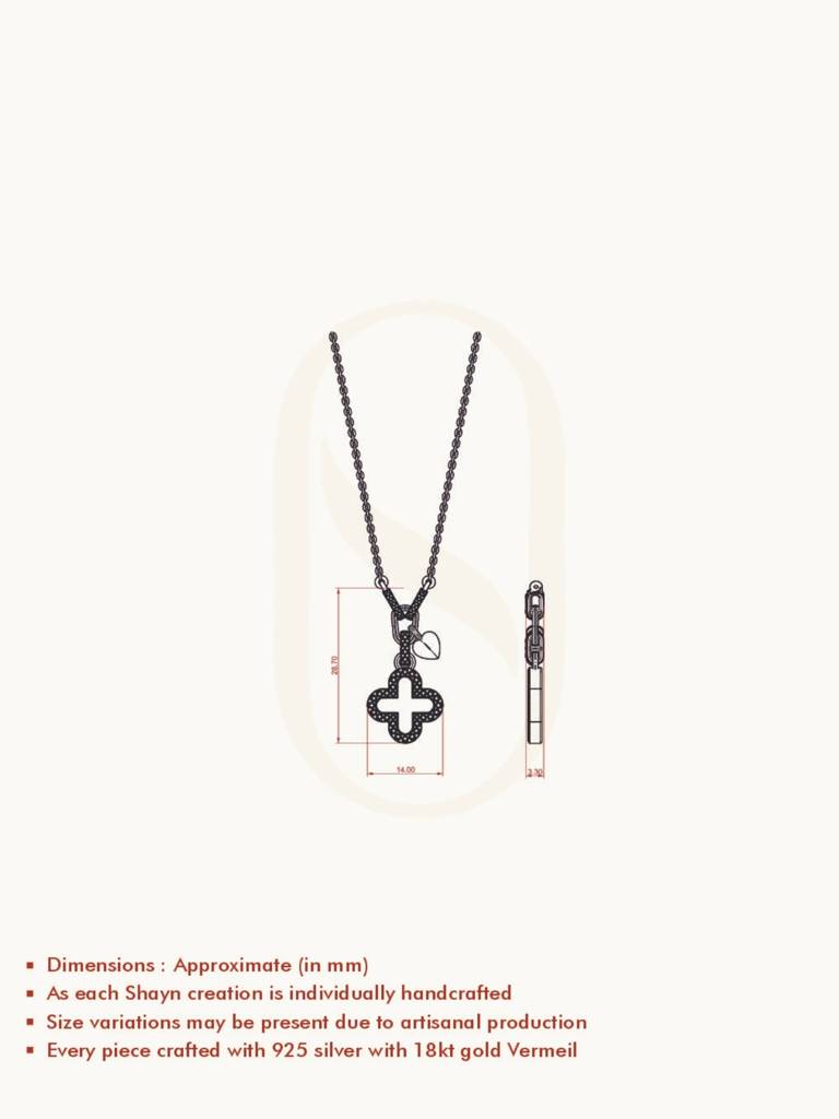 Malachite Clover Necklace 925 Sterling Silver 18Kt Gold Vermeil Jewellery For Women : QG156011_Y