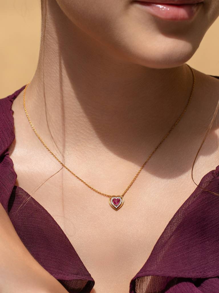 Heart Glow Pendant 925 Sterling Silver 18Kt Gold Vermeil Jewellery For Women : QG170001_Y