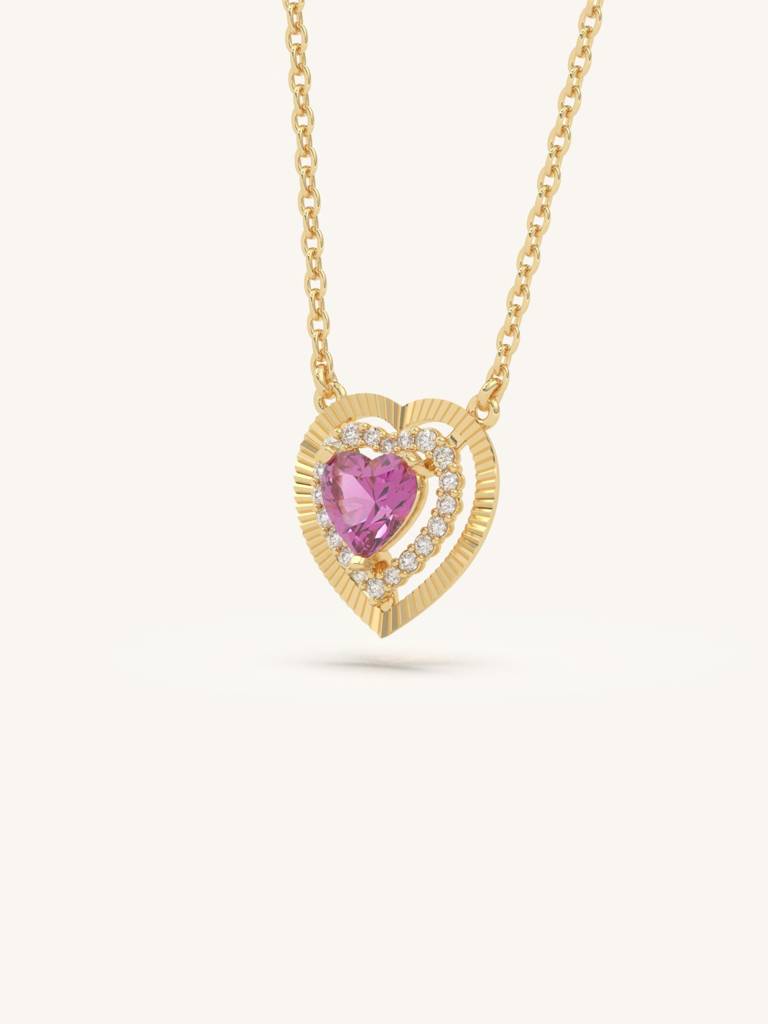 Heart Glow Pendant 925 Sterling Silver 18Kt Gold Vermeil Jewellery For Women : QG170001_Y