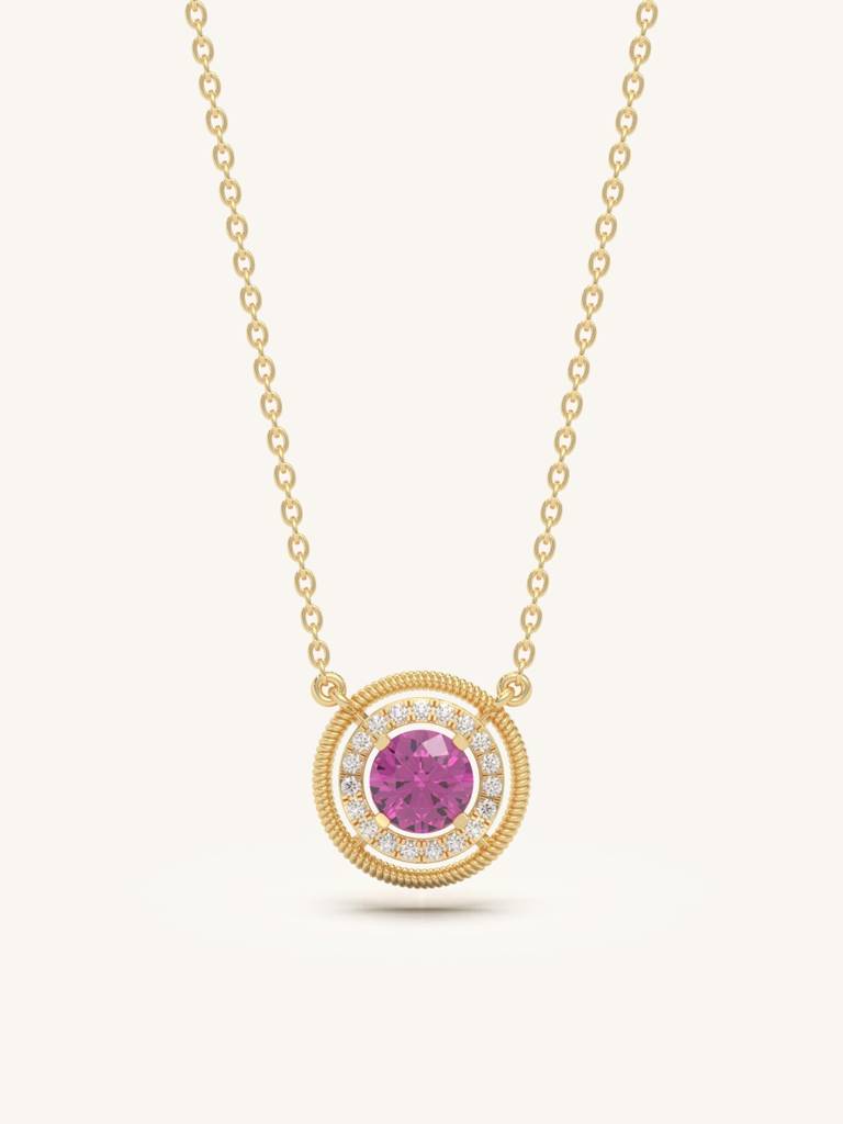 Radiant Circle Necklace 925 Sterling Silver 18Kt Gold Vermeil Jewellery For Women : QG170002_Y
