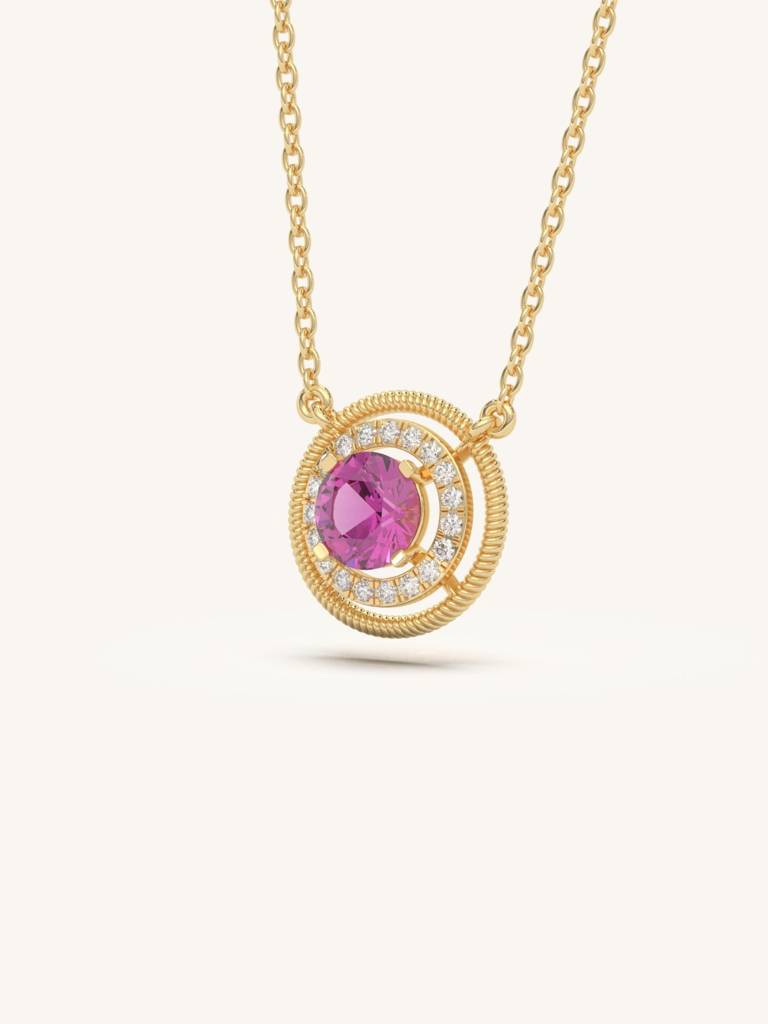 Radiant Circle Necklace 925 Sterling Silver 18Kt Gold Vermeil Jewellery For Women : QG170002_Y