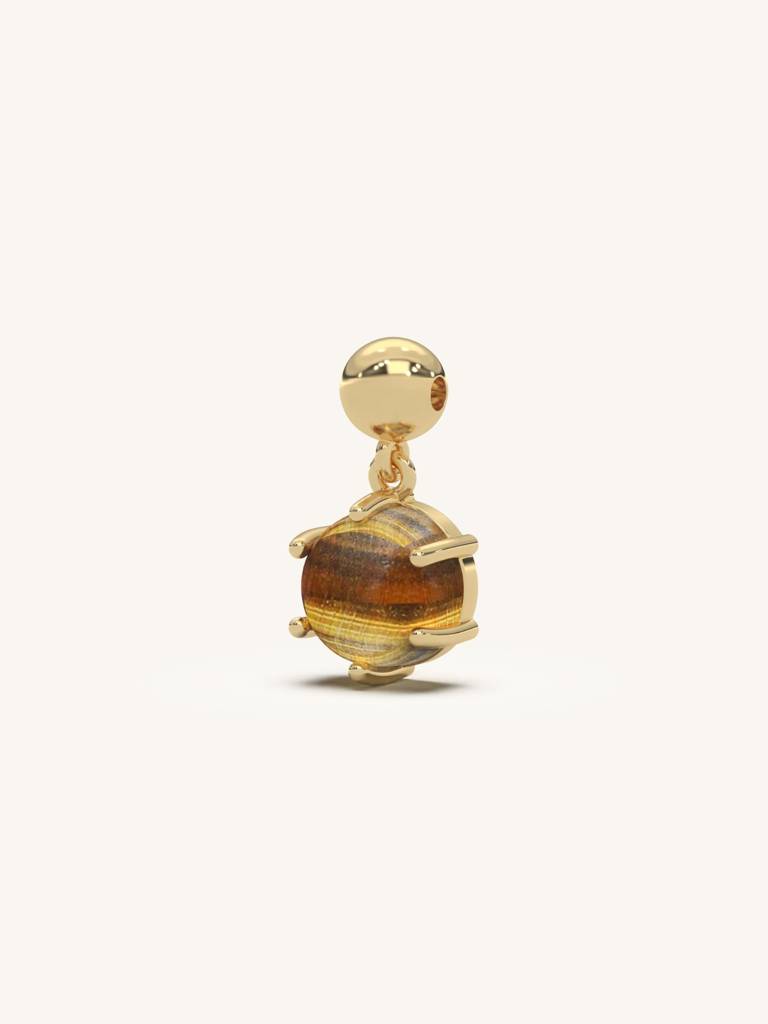 Tiger Eye Charm 925 Sterling Silver 18Kt Gold Vermeil Jewellery For Women : QH135015_Y