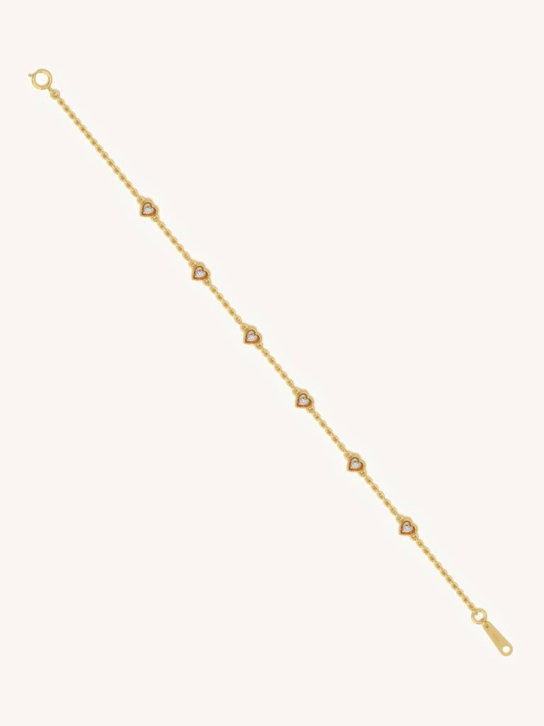 Triple Heart Bracelet 925 Sterling Silver 18Kt Gold Vermeil Jewellery For Women : QK113002_Y