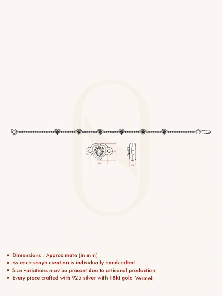 Triple Heart Bracelet 925 Sterling Silver 18Kt Gold Vermeil Jewellery For Women : QK113002_Y