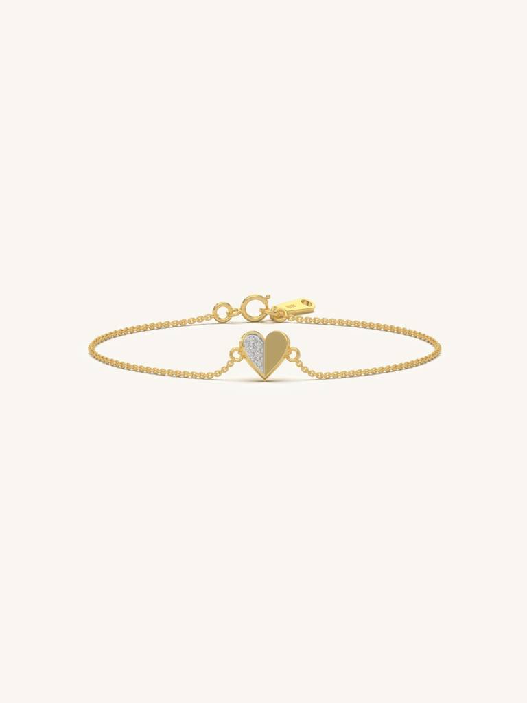 Half Diamond Bracelet 925 Sterling Silver 18Kt Gold Vermeil Jewellery For Women : QK113003_Y