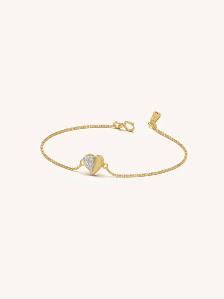 Half Diamond Bracelet 925 Sterling Silver 18Kt Gold Vermeil Jewellery For Women : QK113003_Y