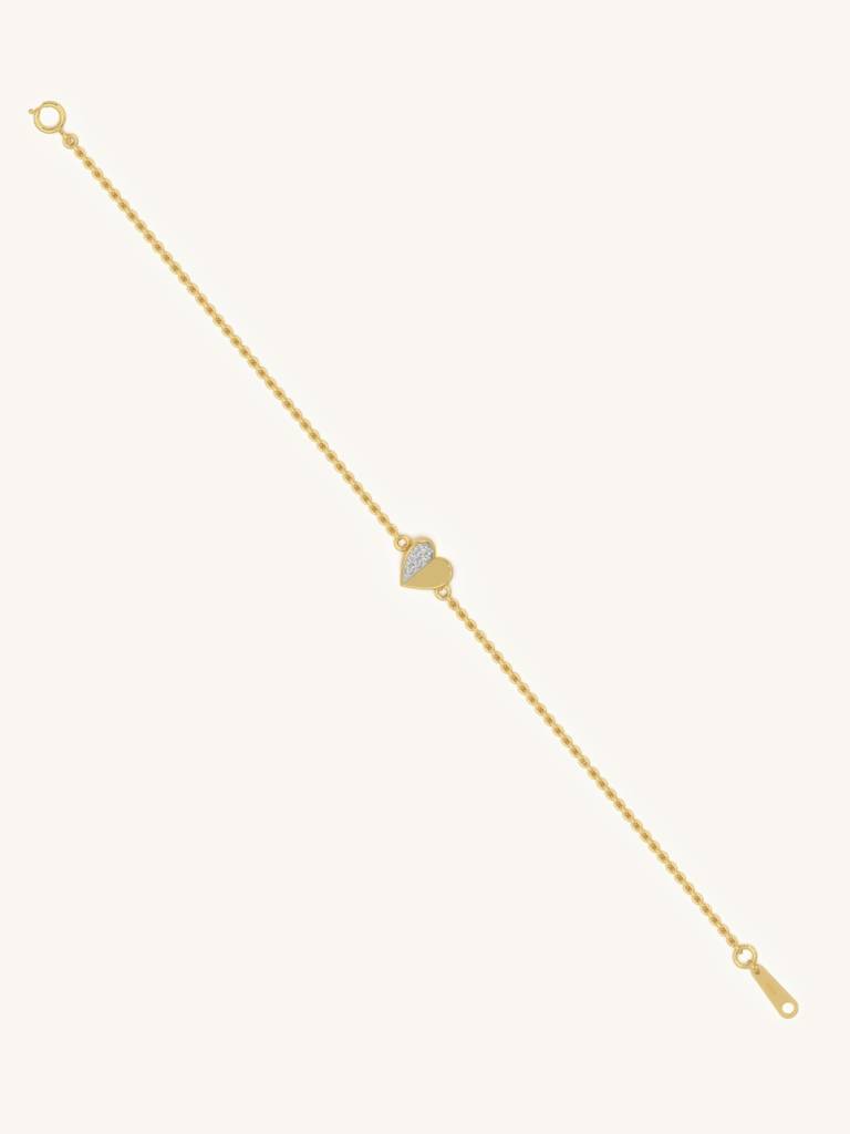 Half Diamond Bracelet 925 Sterling Silver 18Kt Gold Vermeil Jewellery For Women : QK113003_Y