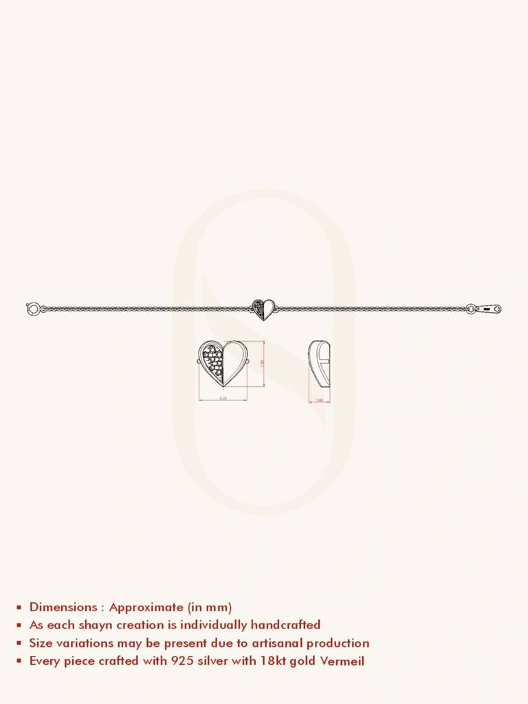 Half Diamond Bracelet 925 Sterling Silver 18Kt Gold Vermeil Jewellery For Women : QK113003_Y