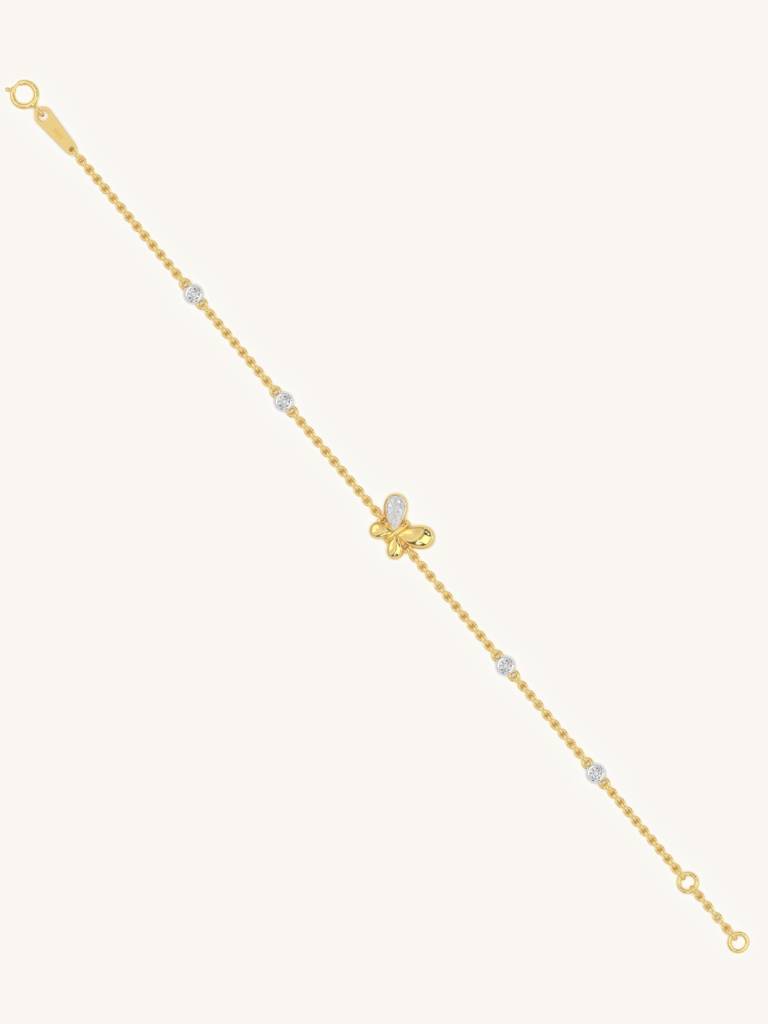 Butterfly Double Bracelet 925 Sterling Silver 18Kt Gold Vermeil Jewellery For Women : QK115004_Y