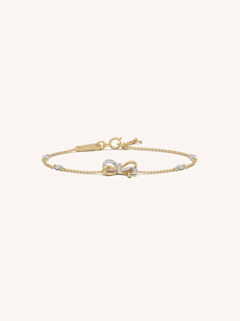 Curved Ribbon Bracelet 925 Sterling Silver 18Kt Gold Vermeil Jewellery For Women : QK125002_Y