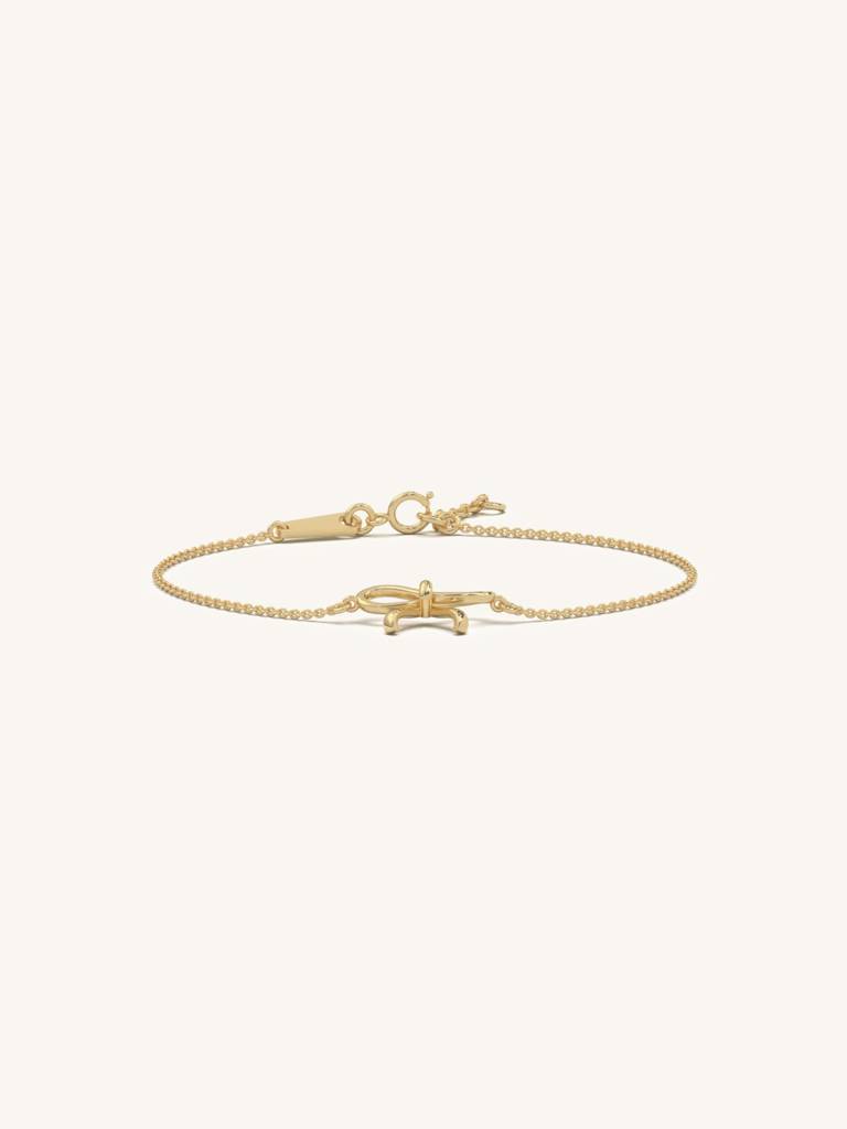 Outline Bow Bracelet 925 Sterling Silver 18Kt Gold Vermeil Jewellery For Women : QK125003_Y