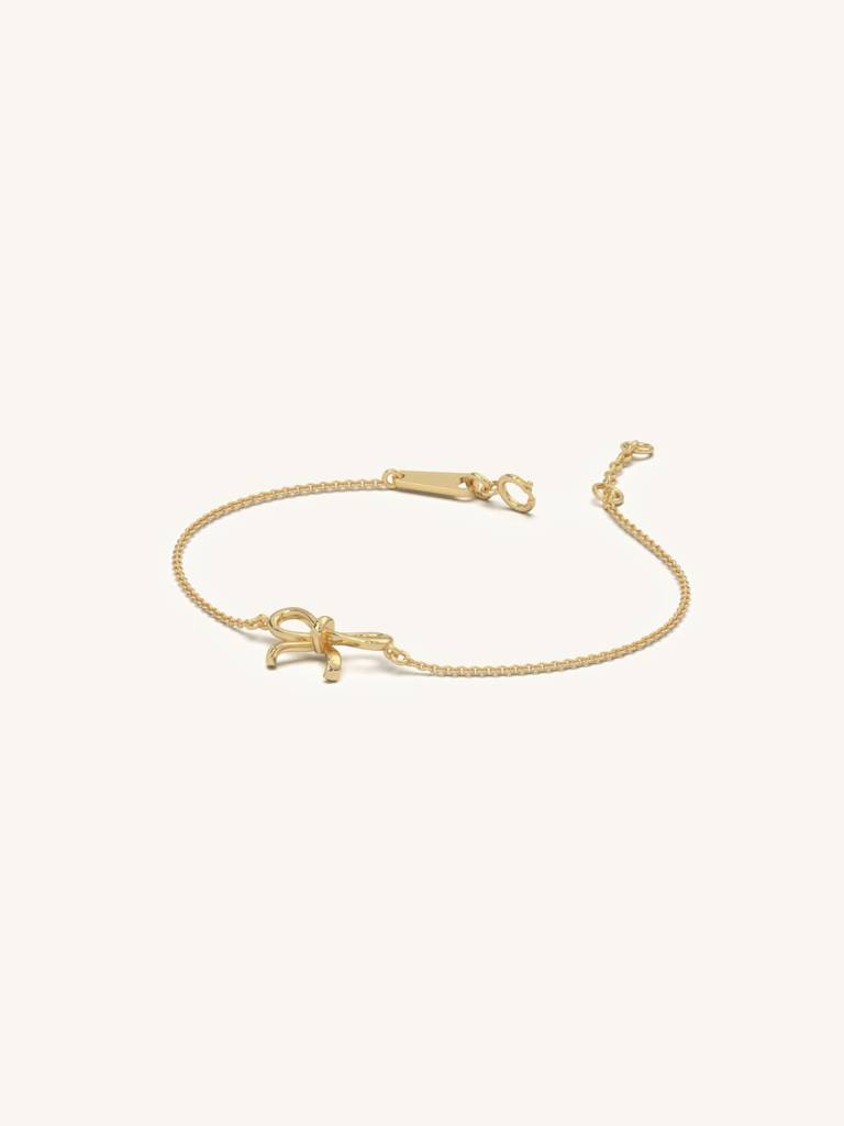 Outline Bow Bracelet 925 Sterling Silver 18Kt Gold Vermeil Jewellery For Women : QK125003_Y