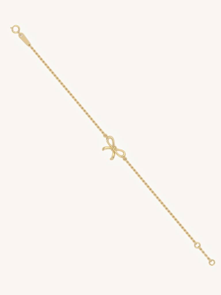 Outline Bow Bracelet 925 Sterling Silver 18Kt Gold Vermeil Jewellery For Women : QK125003_Y