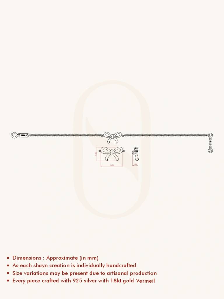Outline Bow Bracelet 925 Sterling Silver 18Kt Gold Vermeil Jewellery For Women : QK125003_Y