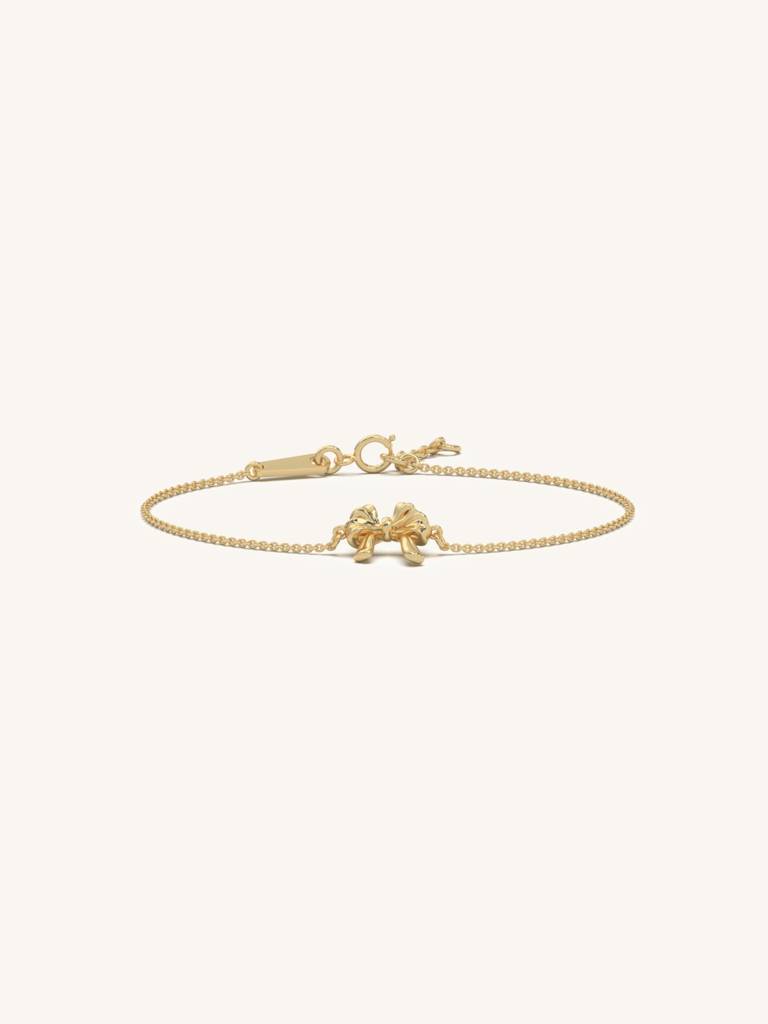 Gold Ribbon Bracelet 925 Sterling Silver 18Kt Gold Vermeil Jewellery For Women : QK125004_Y