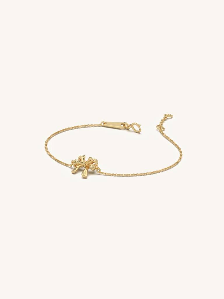 Gold Ribbon Bracelet 925 Sterling Silver 18Kt Gold Vermeil Jewellery For Women : QK125004_Y