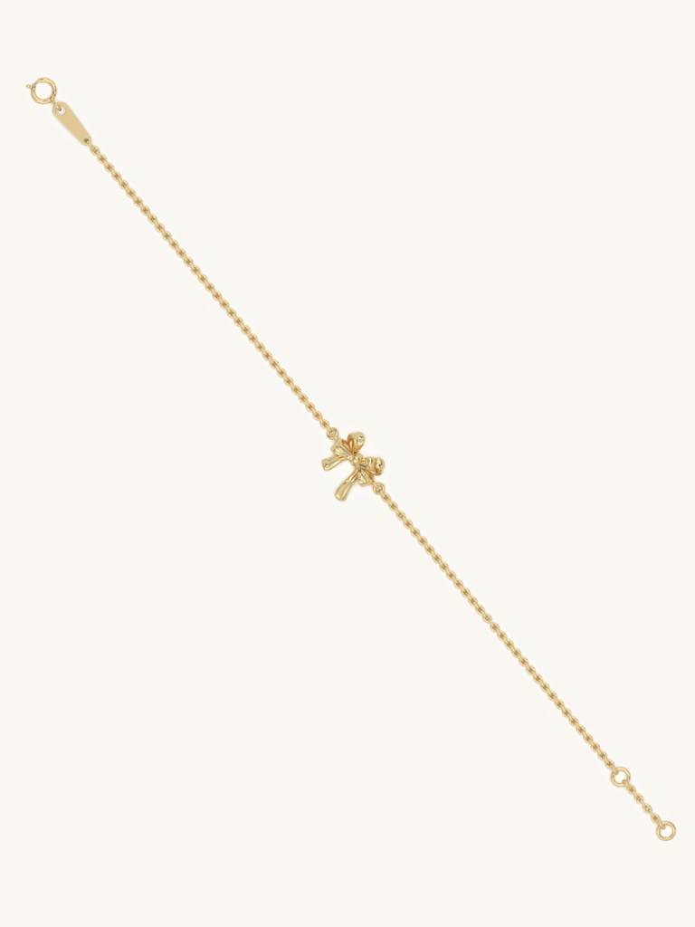 Gold Ribbon Bracelet 925 Sterling Silver 18Kt Gold Vermeil Jewellery For Women : QK125004_Y