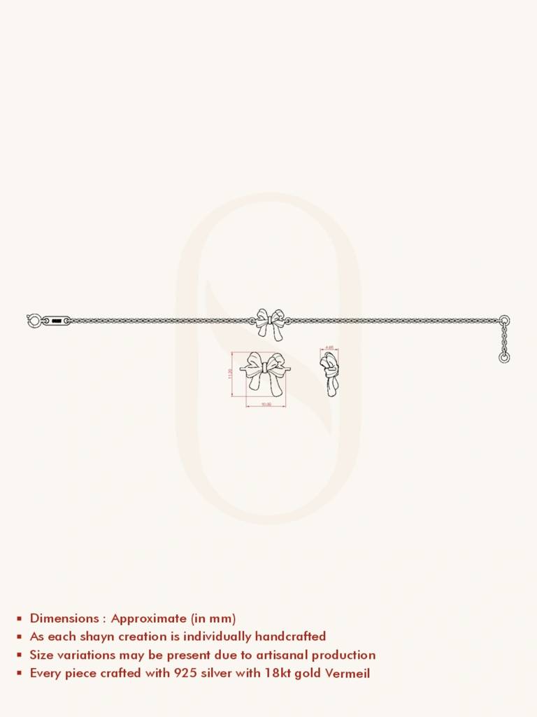 Gold Ribbon Bracelet 925 Sterling Silver 18Kt Gold Vermeil Jewellery For Women : QK125004_Y