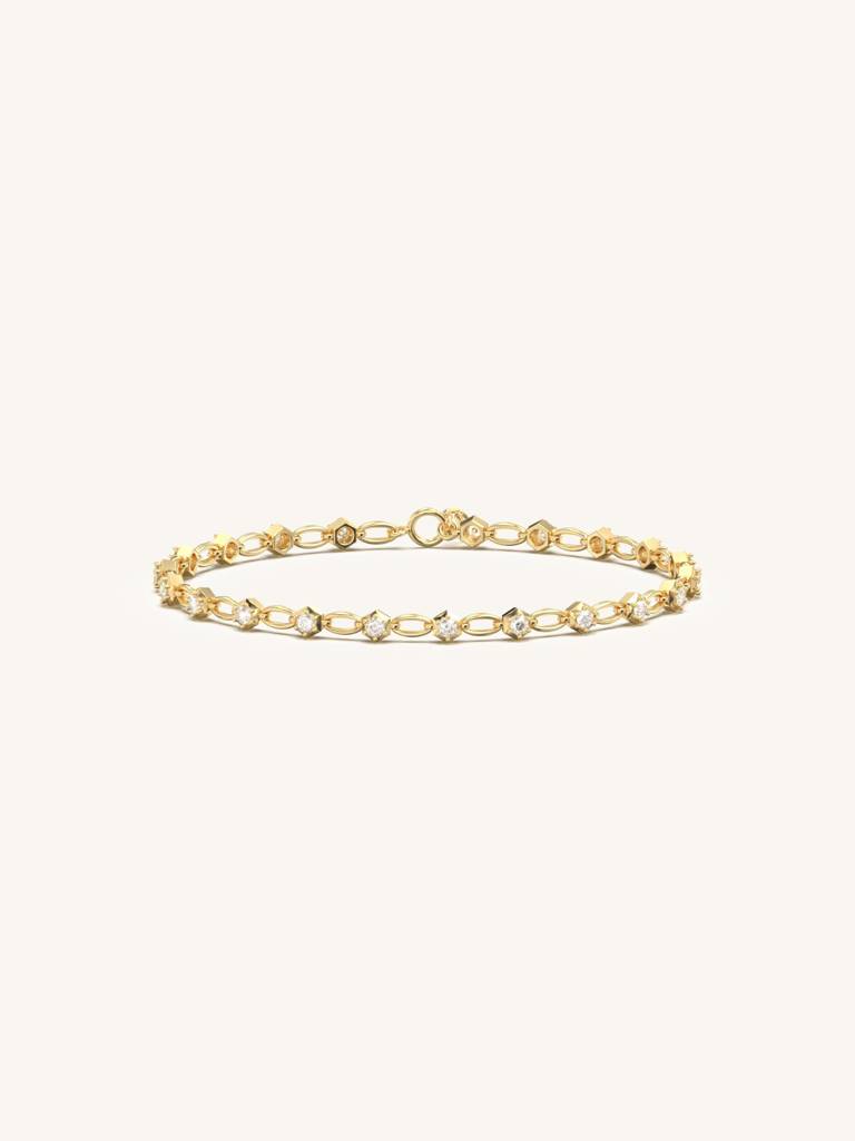 Petite Gold Bracelet 925 Sterling Silver 18Kt Gold Vermeil Jewellery For Women : QK136002_Y