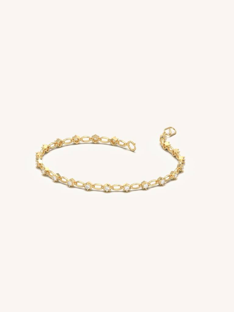 Petite Gold Bracelet 925 Sterling Silver 18Kt Gold Vermeil Jewellery For Women : QK136002_Y