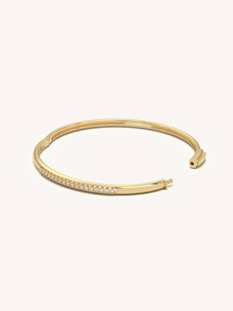 Pavé Gold Bracelet 925 Sterling Silver 18Kt Gold Vermeil Jewellery For Women : QK140004_Y