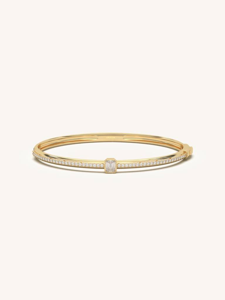 Emerald Accent Bracelet 925 Sterling Silver 18Kt Gold Vermeil Jewellery For Women : QK140006_Y