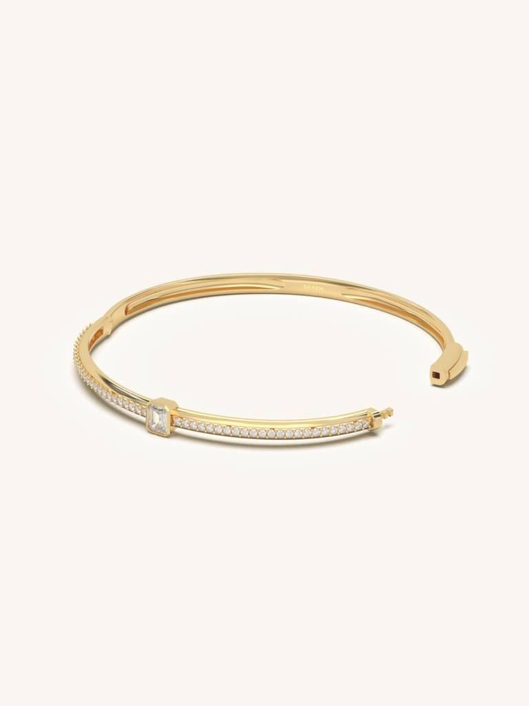 Emerald Accent Bracelet 925 Sterling Silver 18Kt Gold Vermeil Jewellery For Women : QK140006_Y