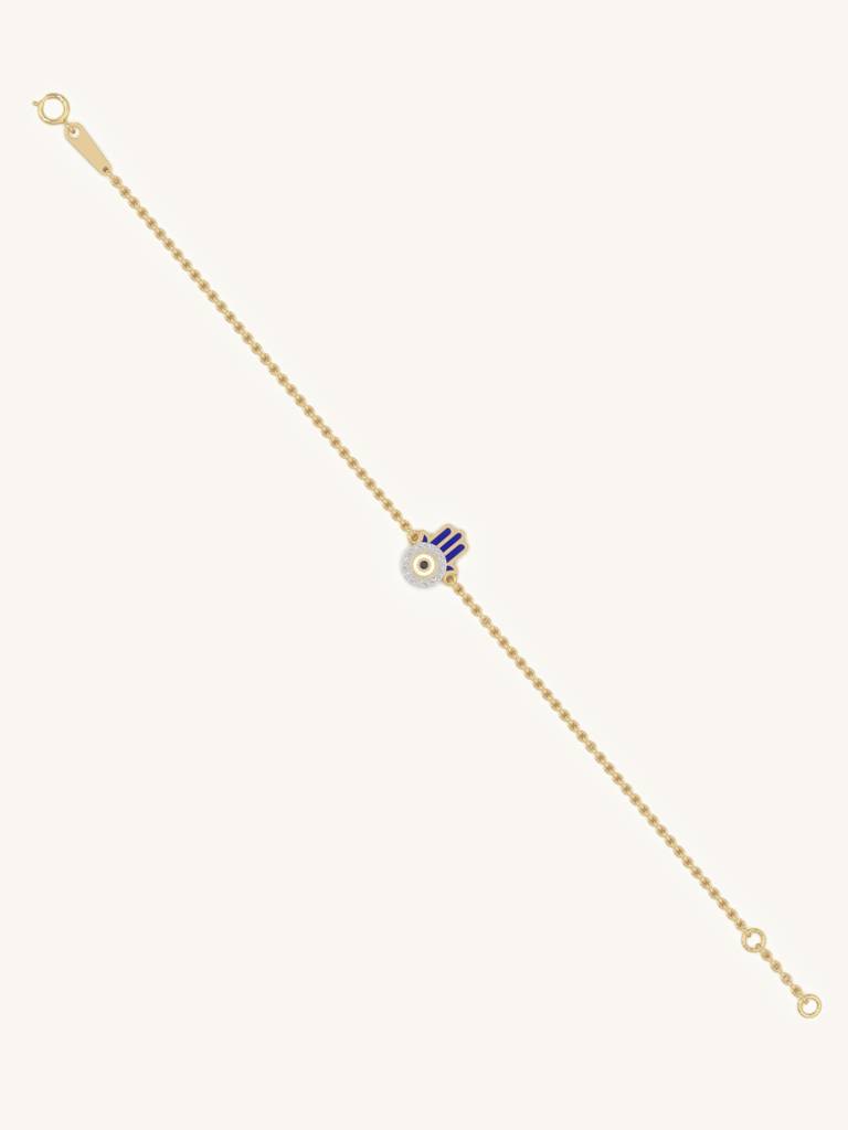 Hamsa Eye Bracelet 925 Sterling Silver 18Kt Gold Vermeil Jewellery For Women : QK142004_Y