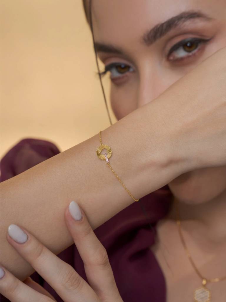 Long Lariat Bracelet 925 Sterling Silver 18Kt Gold Vermeil Jewellery For Women : QK157004_Y