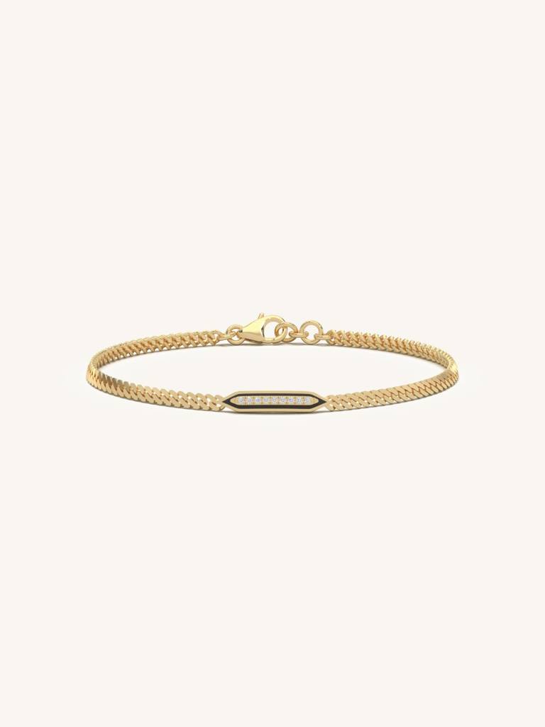 Elegant Slim Bar Bracelet 925 Sterling Silver 18Kt Gold Vermeil Jewellery For Women : QK169006_Y