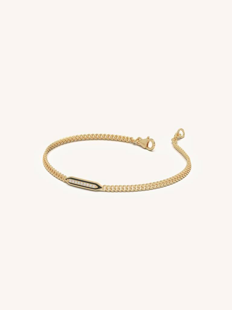 Elegant Slim Bar Bracelet 925 Sterling Silver 18Kt Gold Vermeil Jewellery For Women : QK169006_Y