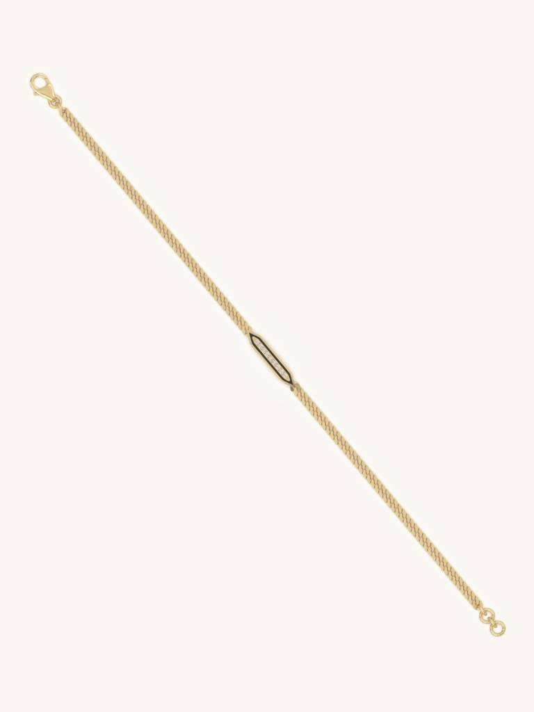Elegant Slim Bar Bracelet 925 Sterling Silver 18Kt Gold Vermeil Jewellery For Women : QK169006_Y