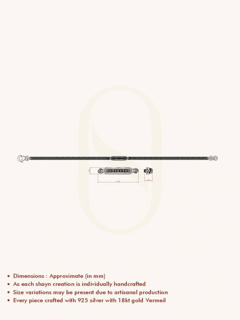 Elegant Slim Bar Bracelet 925 Sterling Silver 18Kt Gold Vermeil Jewellery For Women : QK169006_Y