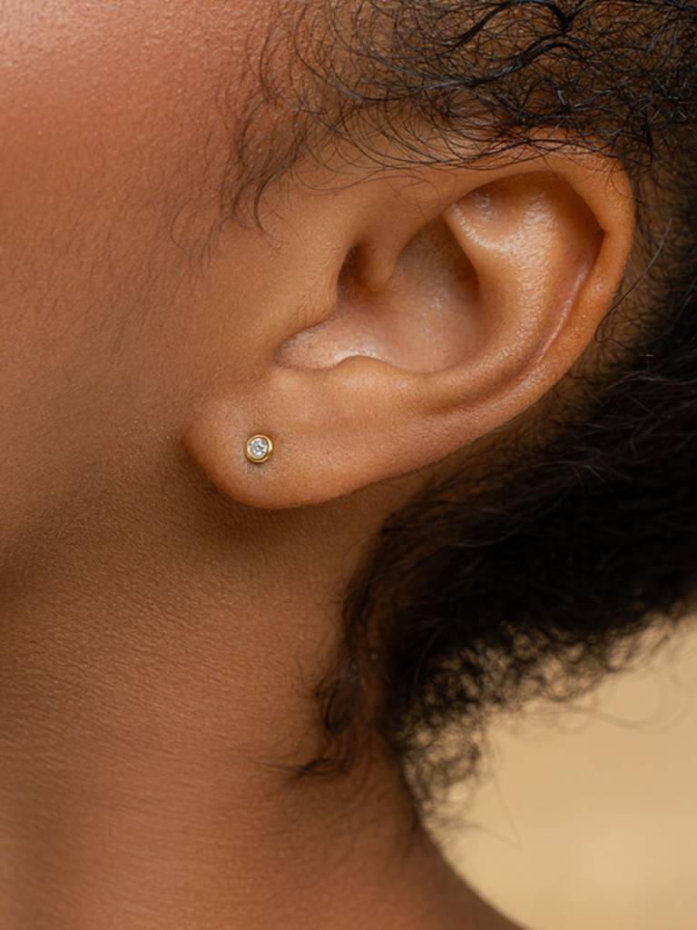 Petite Stud Earbands Earrings 925 Sterling Silver 18Kt Gold Vermeil Jewellery For Women : QM101002_Y