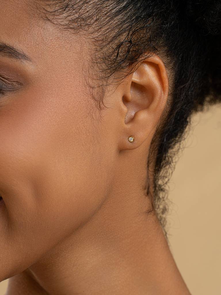 Petite Stud Earbands Earrings 925 Sterling Silver 18Kt Gold Vermeil Jewellery For Women : QM101002_Y