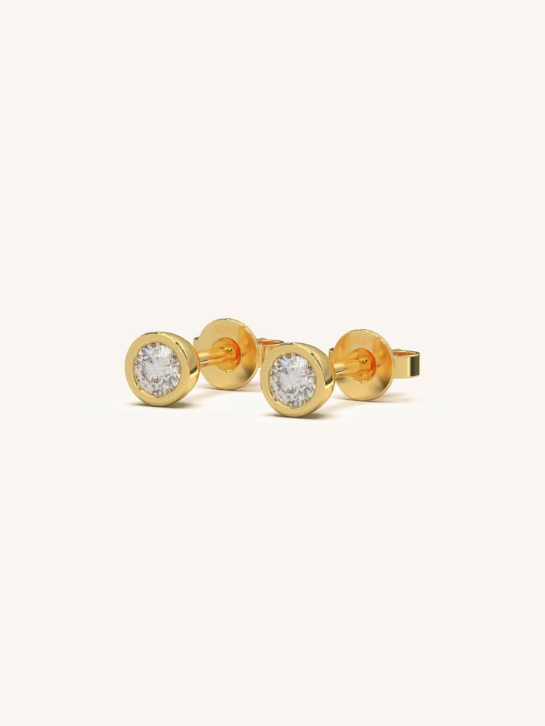 Petite Stud Earbands Earrings 925 Sterling Silver 18Kt Gold Vermeil Jewellery For Women : QM101002_Y