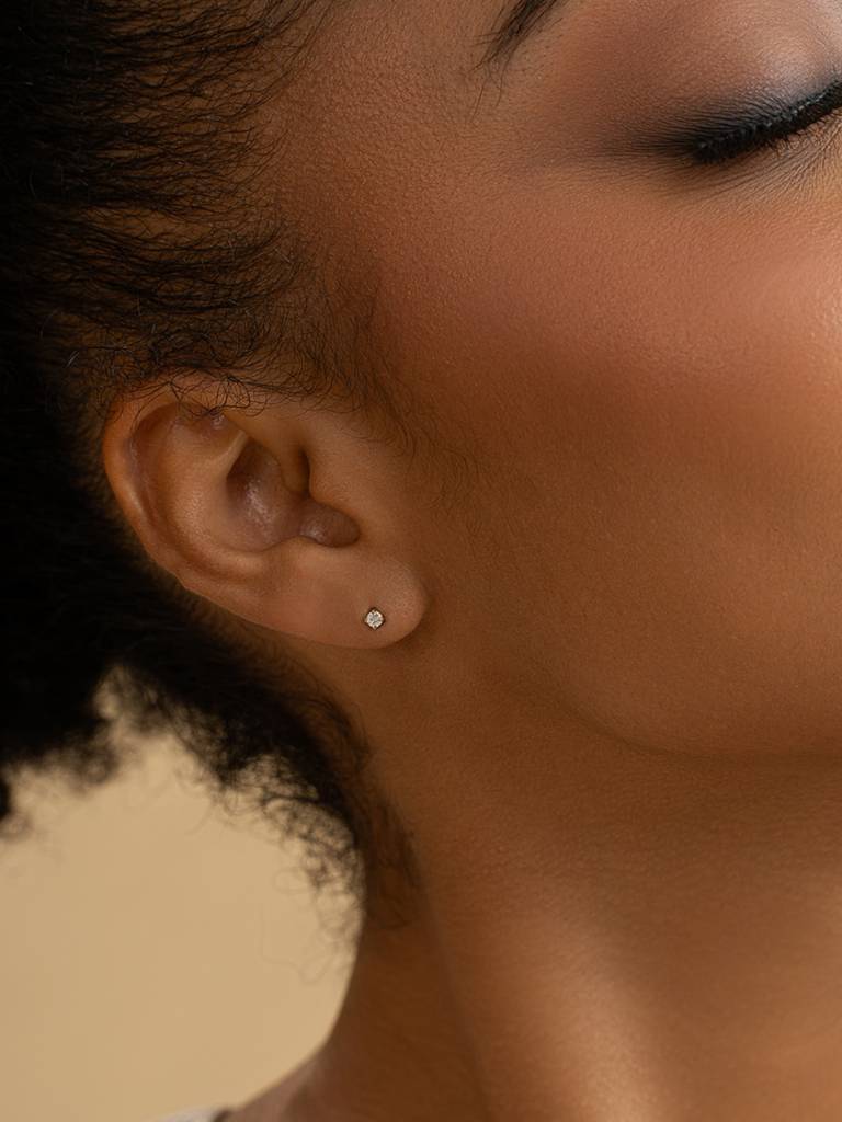 Diamond Dot Earbands Earrings 925 Sterling Silver 18Kt Gold Vermeil Jewellery For Women : QM101006_Y