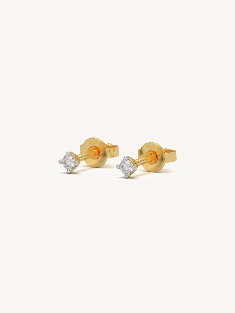 Diamond Dot Earbands Earrings 925 Sterling Silver 18Kt Gold Vermeil Jewellery For Women : QM101006_Y