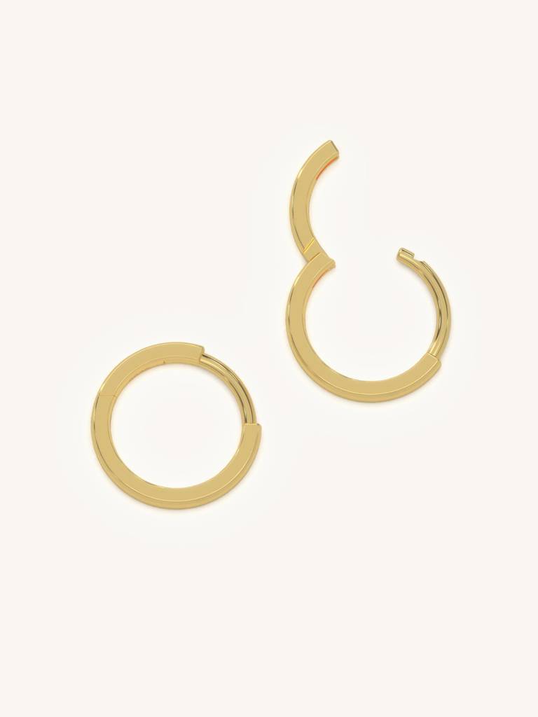 Simple Gold Hoops Earrings 925 Sterling Silver 18Kt Gold Vermeil Jewellery For Women : QM102002_Y
